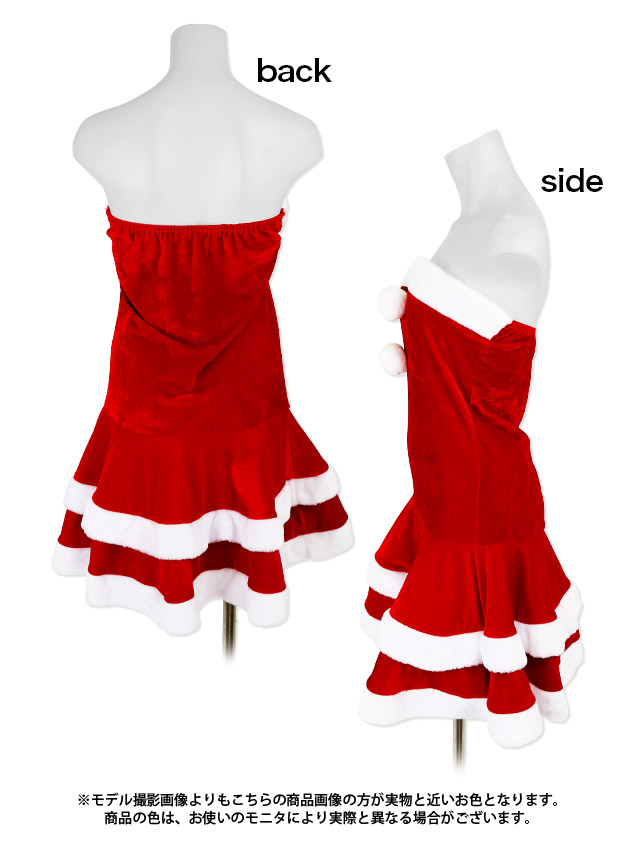 サンタコスプレ 衣装3点セット ベアトップ フレアミニスカート 王道 サンタコスの商品画像