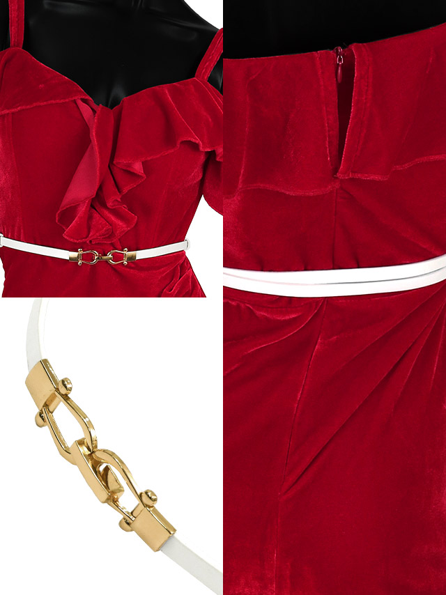 サンタコスプレ 衣装3点セット フリルオフショル タックスカート サンタコスドレスの商品画像