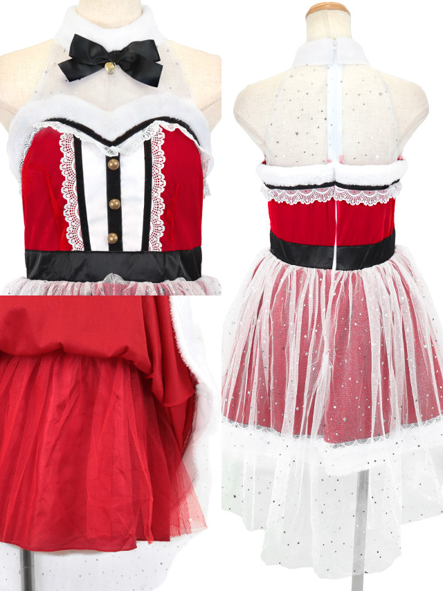 サンタコス 民族風 フレア スカート チュール フィッシュテール レース キラキラ グリッター 衣装 3点 セットの商品画像