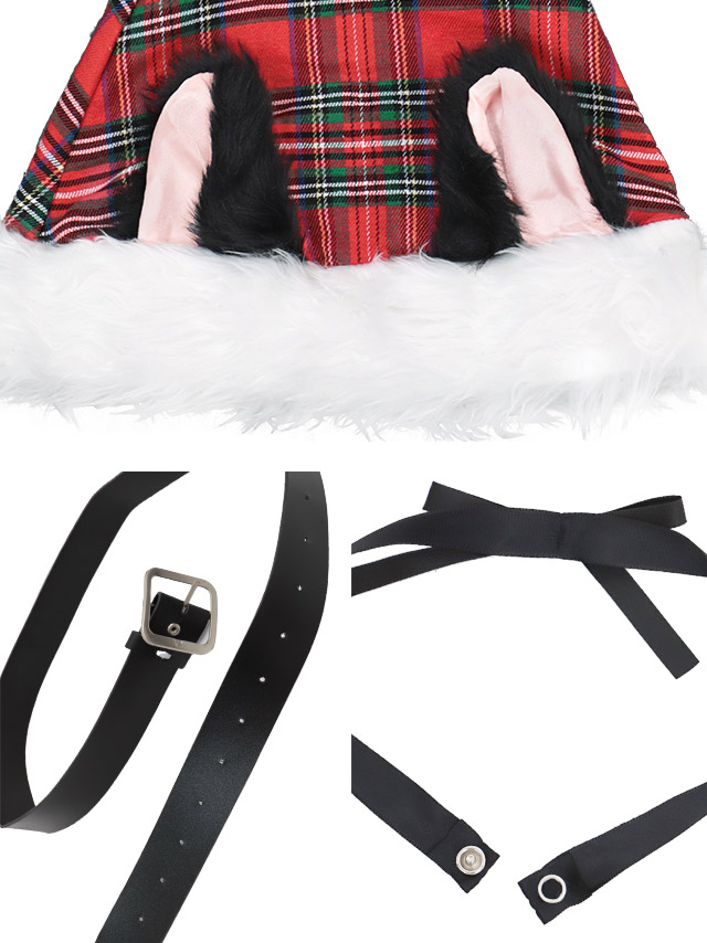 猫 にゃんこ 猫耳 タータン チェック アニマル セパレート フレア スカート サンタコス ガーリー 衣装 5点 セットの商品画像