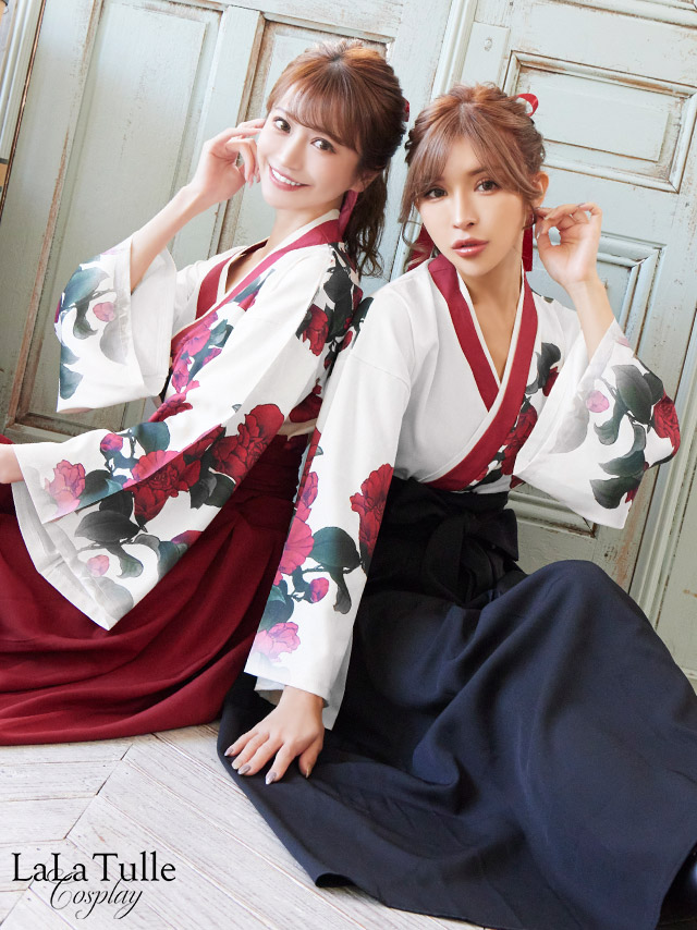 コスプレ 袴 ロング丈 レトロ　個性的 大正ロマン 和装 衣装3点セットのイメージ画像1