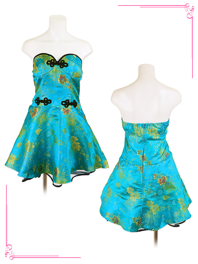キュート セットアップ フレアスカート 体型カバー チャイナ ペア ドレスのイメージ画像3
