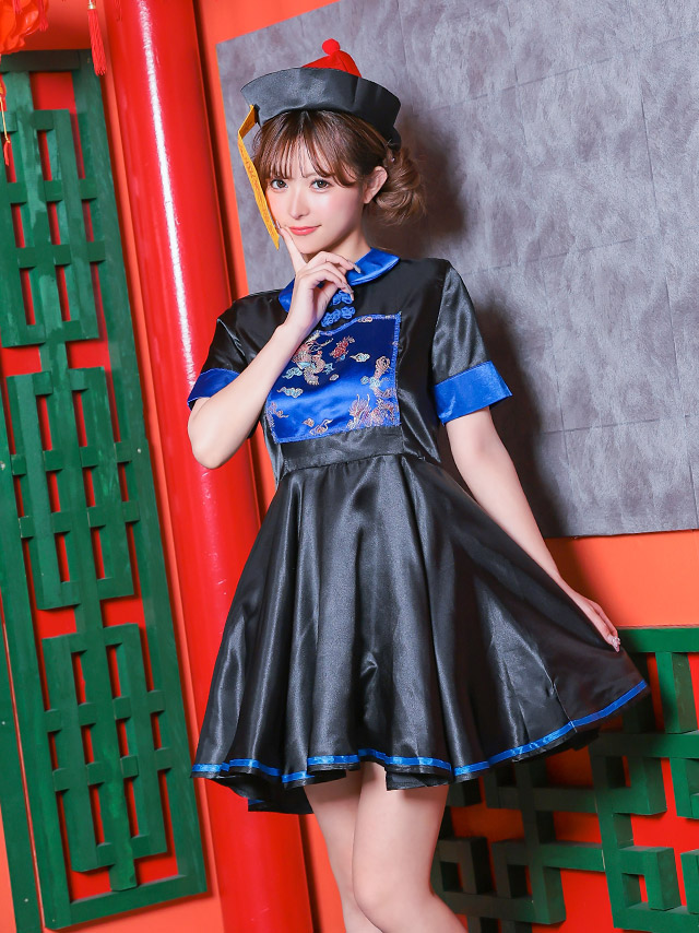 コスプレ ガーリー キョンシー フレア スカート ペア 体型カバー 個性的 キャラクター 衣装 3点セットのイメージ画像3