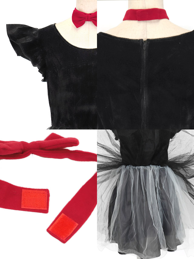 コスプレ 黒猫 ガーリー ボリューム チュール 体型カバー フレア スカート ペア アニマル 衣装3点セットの商品画像