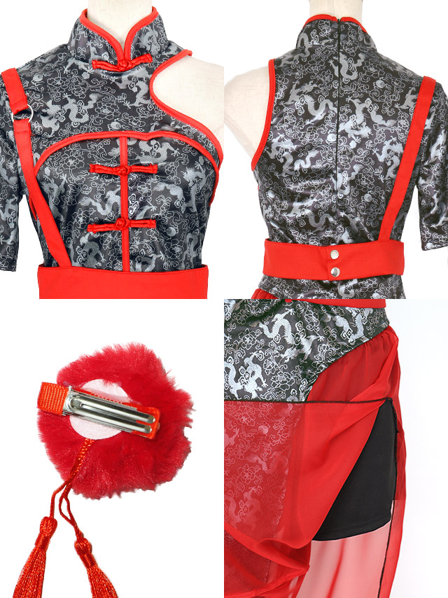 コスプレ ミニ ロング 選べる カンフー チャイナ ドレス アシンメトリー 個性的の商品画像