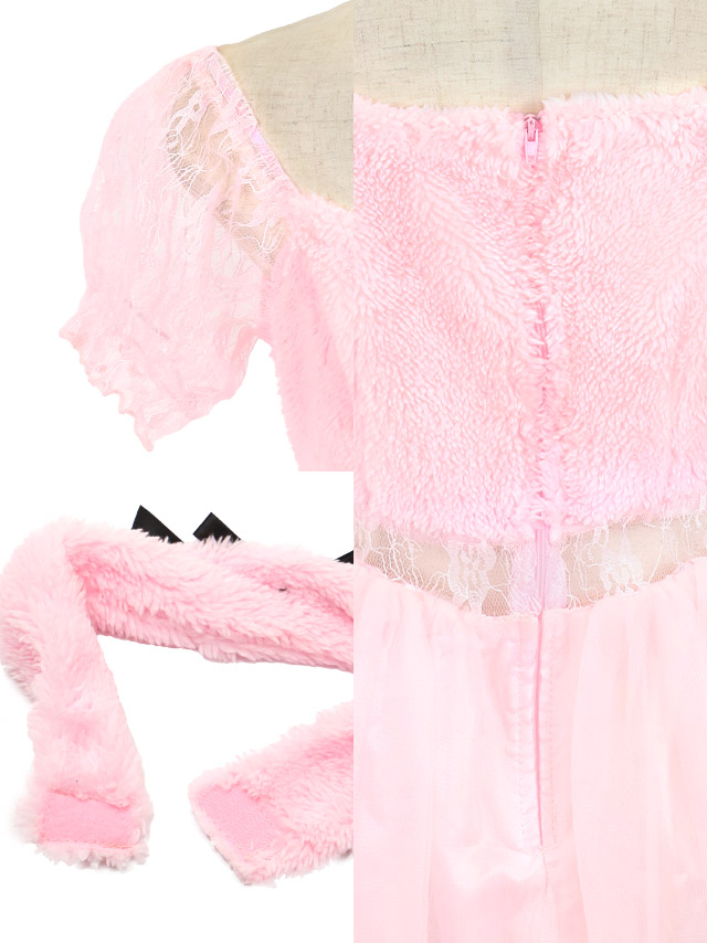 コスプレ ふわふわ ラブリー ピンク プードル ガーリー フレア スカート 犬 体型カバー アニマル 衣装5点セットの商品画像