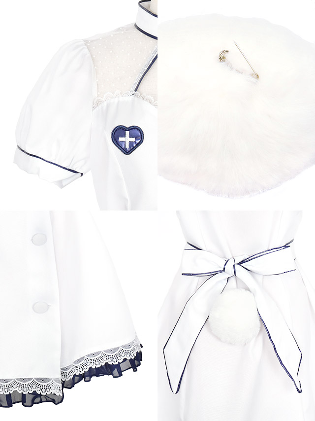 コスプレ バニー ナース フレア スカート ガーリー ペア 体型カバー 衣装4点セットの商品画像