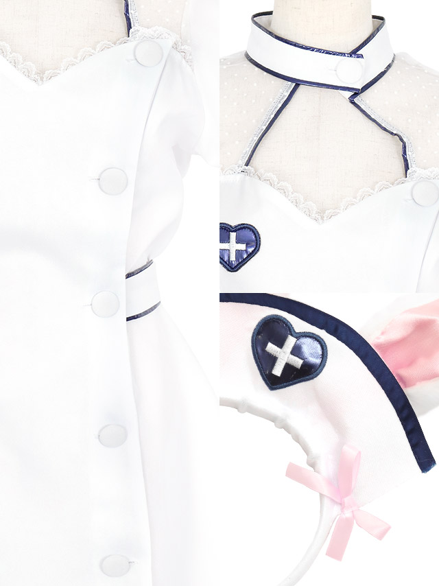 コスプレ バニー ナース フレア スカート ガーリー ペア 体型カバー 衣装4点セットの商品画像