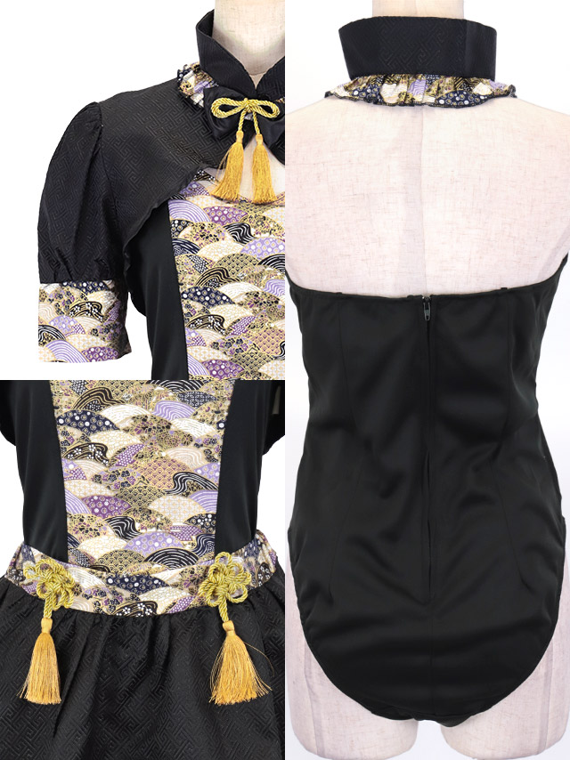  2way 袖あり フレアスカート レオパード チャイナバニー のイメージ画像4