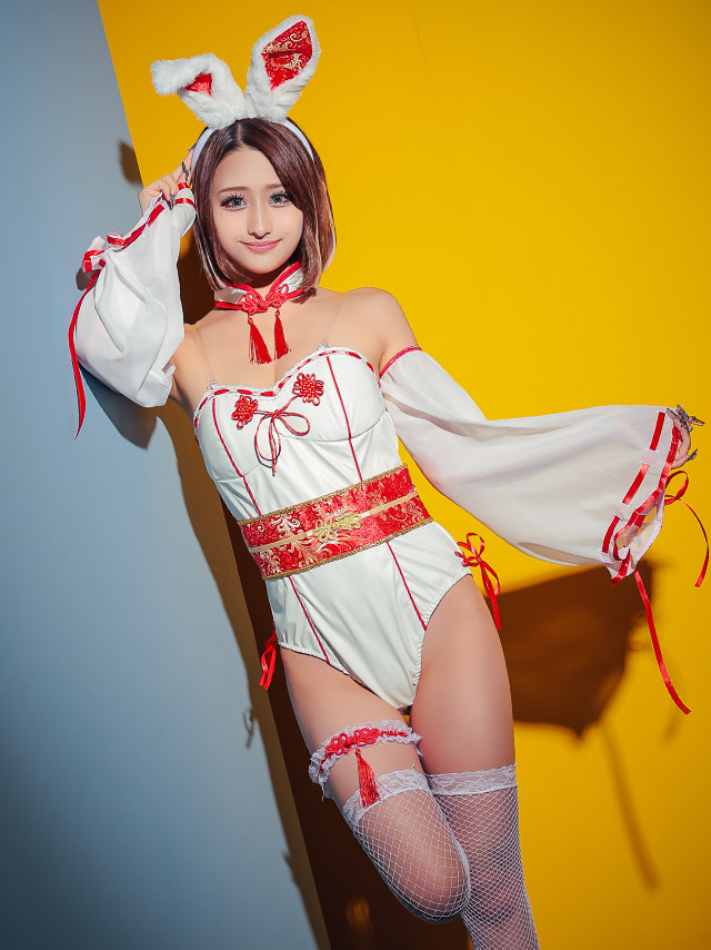 コスプレ レザー パイピング レオタード 巫女 和装 セクシー バニー 衣装7点セットのイメージ画像5