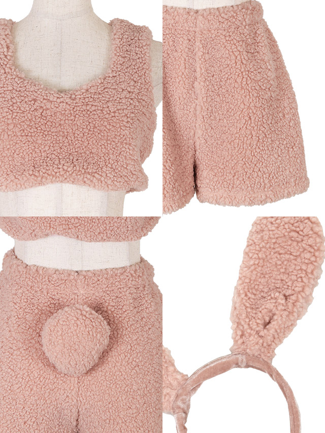 モコモコ ピンク セットアップ パンツ バニー 衣装5点セットのイメージ画像3