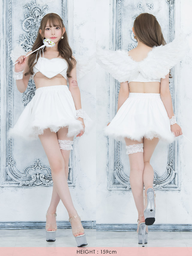 コスプレ バストハート 羽付 フレアスカート セットアップ 悪魔 天使のイメージ画像4
