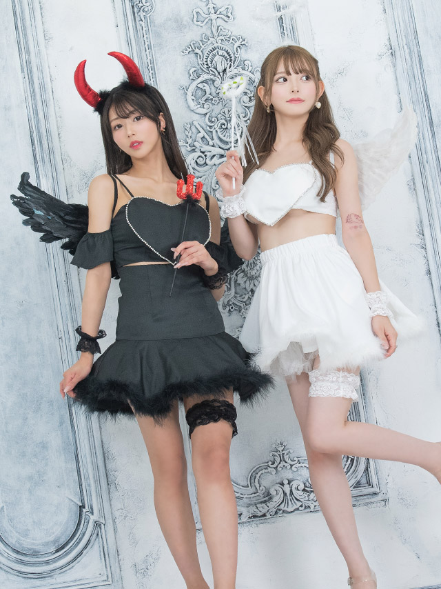 コスプレ バストハート 羽付 フレアスカート セットアップ 悪魔 天使のイメージ画像2