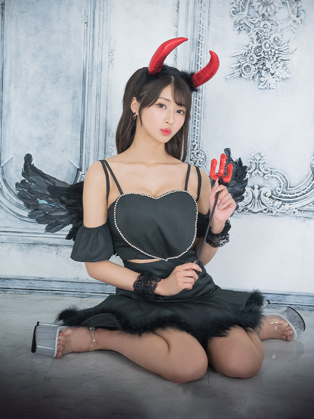 コスプレ バストハート 羽付 フレアスカート セットアップ 悪魔 天使のイメージ画像1