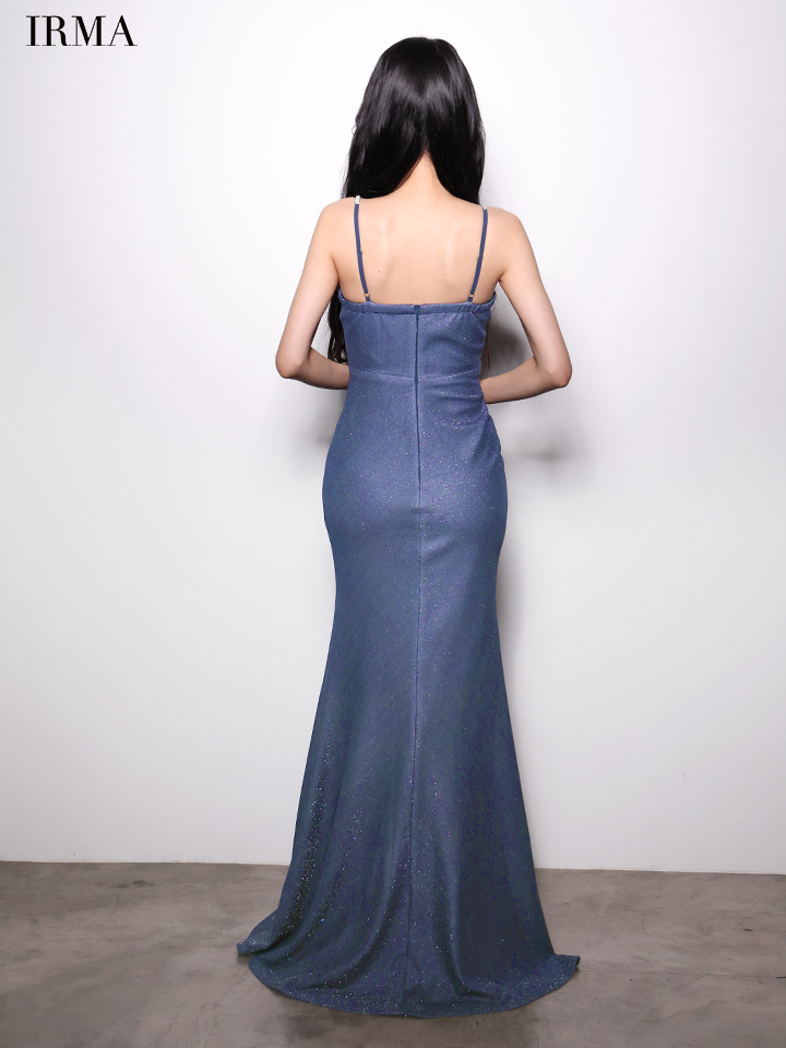 キャミソール ウエストカット ラメニット スリット タイトロングドレスのイメージ画像7