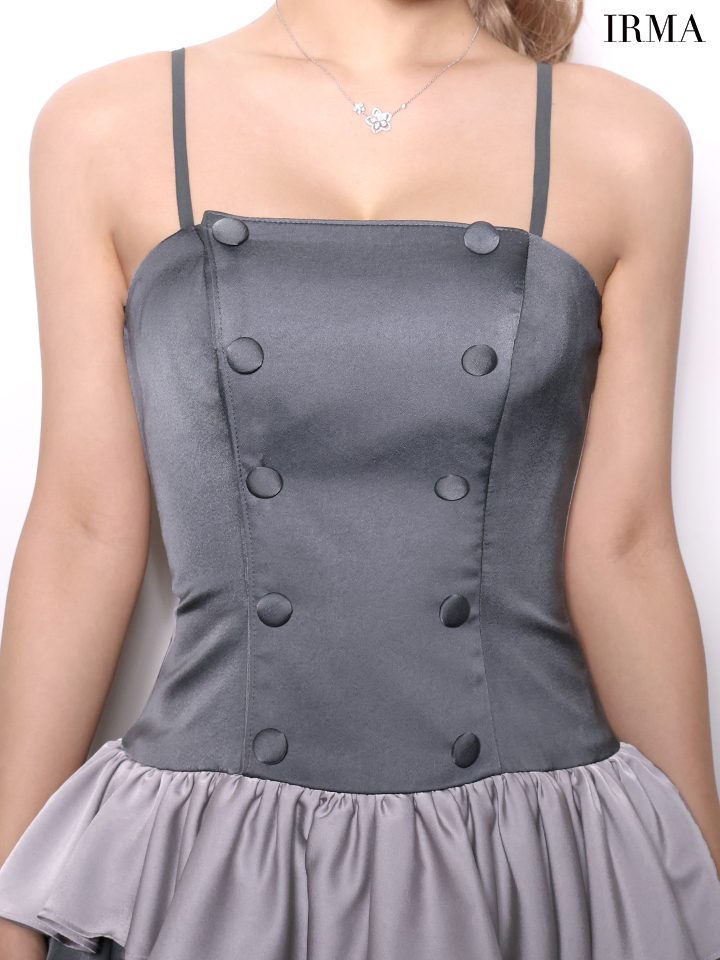 キャミソール バイカラー レイヤード風フリル フレアミニドレスのイメージ画像8