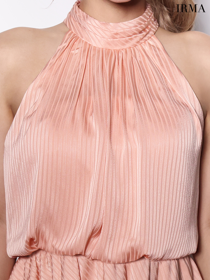 ホルターネック ティアード プリーツ フレアミニドレスのイメージ画像9