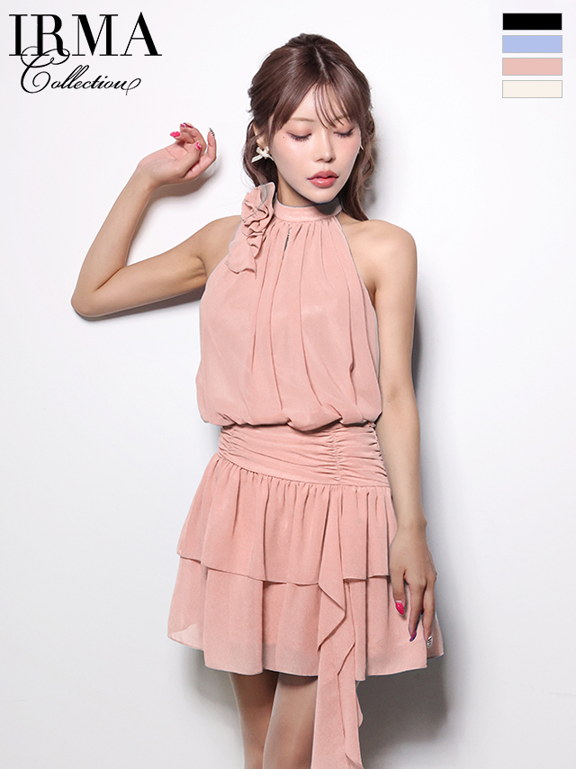 花柄 キャミソール セットアップ 裾フリル フレアミニドレスのイメージ画像1