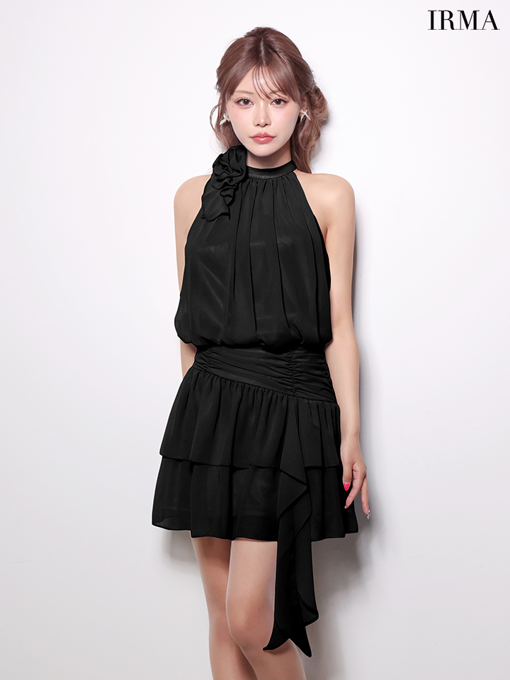 花柄 キャミソール セットアップ 裾フリル フレアミニドレスのイメージ画像7