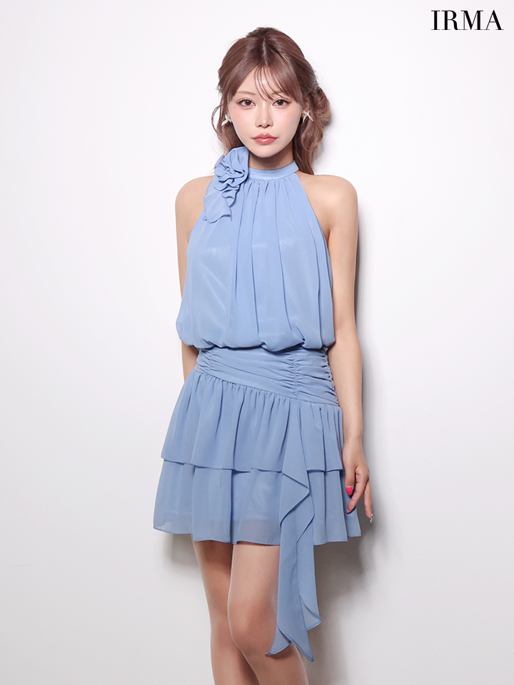 花柄 キャミソール セットアップ 裾フリル フレアミニドレスのイメージ画像7