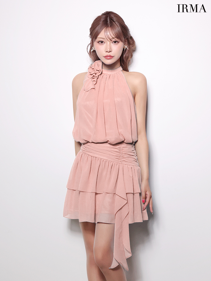 花柄 キャミソール セットアップ 裾フリル フレアミニドレスのイメージ画像5