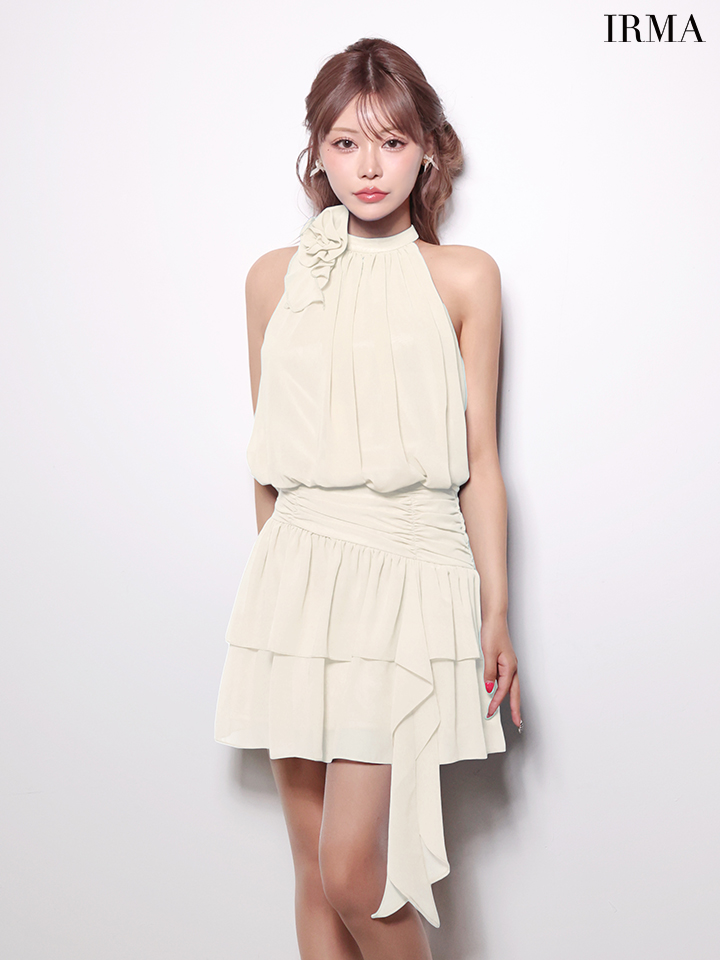 花柄 キャミソール セットアップ 裾フリル フレアミニドレスのイメージ画像6