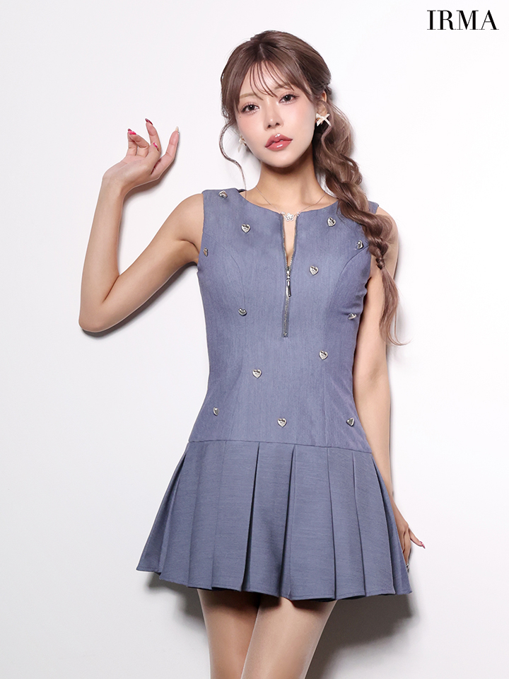 花柄 キャミソール セットアップ 裾フリル フレアミニドレスのイメージ画像2