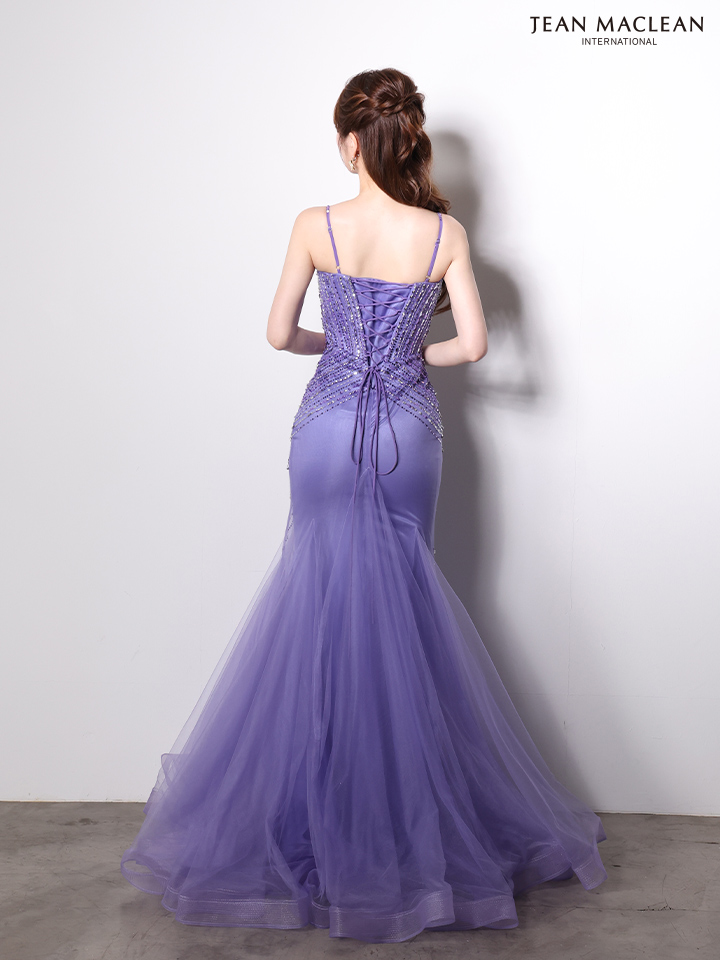 キャミソール ハートカット バックスピンドル スパンコール チュール バースデー マーメイドロングドレスのイメージ画像7