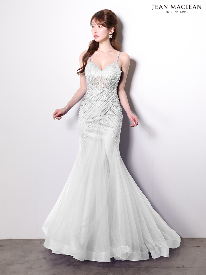 キャミソール ハートカット バックスピンドル スパンコール チュール バースデー マーメイドロングドレスのイメージ画像6