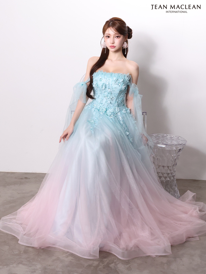 ラメ スリット ワンカラー ストール ワンショルダー タイトロングドレスのイメージ画像1