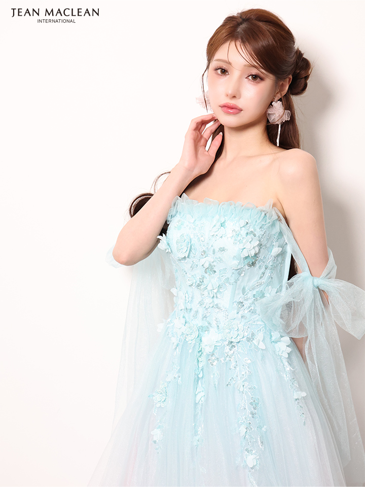 ラメ スリット ワンカラー ストール ワンショルダー タイトロングドレスのイメージ画像1