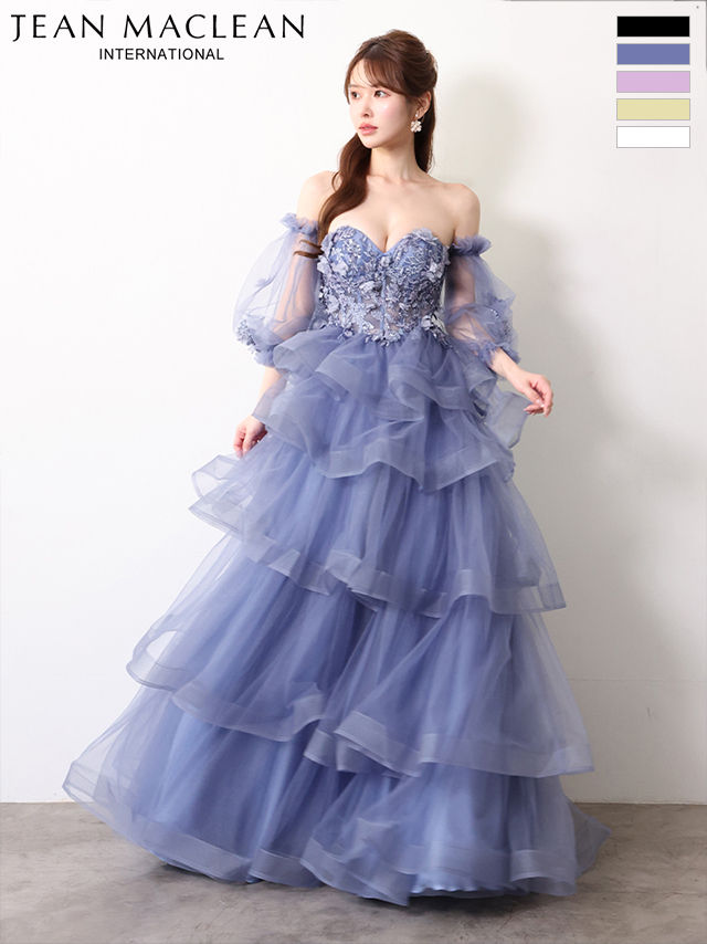 ラメ スリット ワンカラー ストール ワンショルダー タイトロングドレスのイメージ画像1