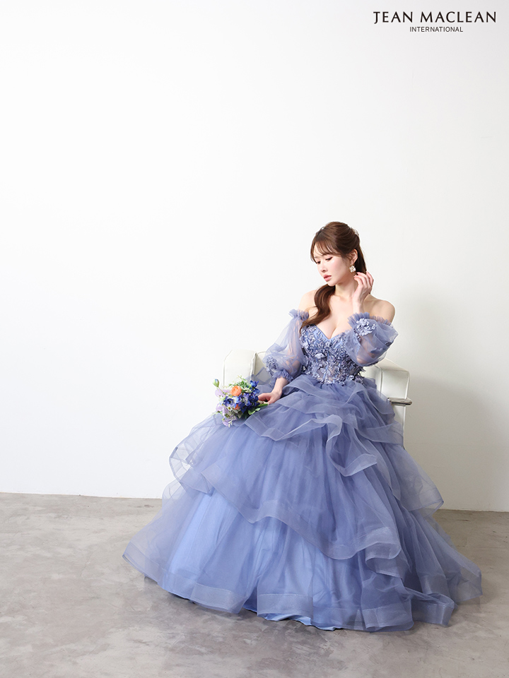 ラメ スリット ワンカラー ストール ワンショルダー タイトロングドレスのイメージ画像1