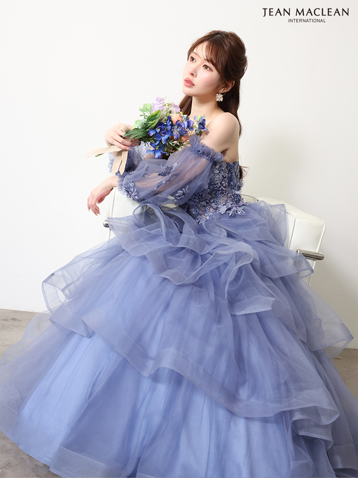 ラメ スリット ワンカラー ストール ワンショルダー タイトロングドレスのイメージ画像1