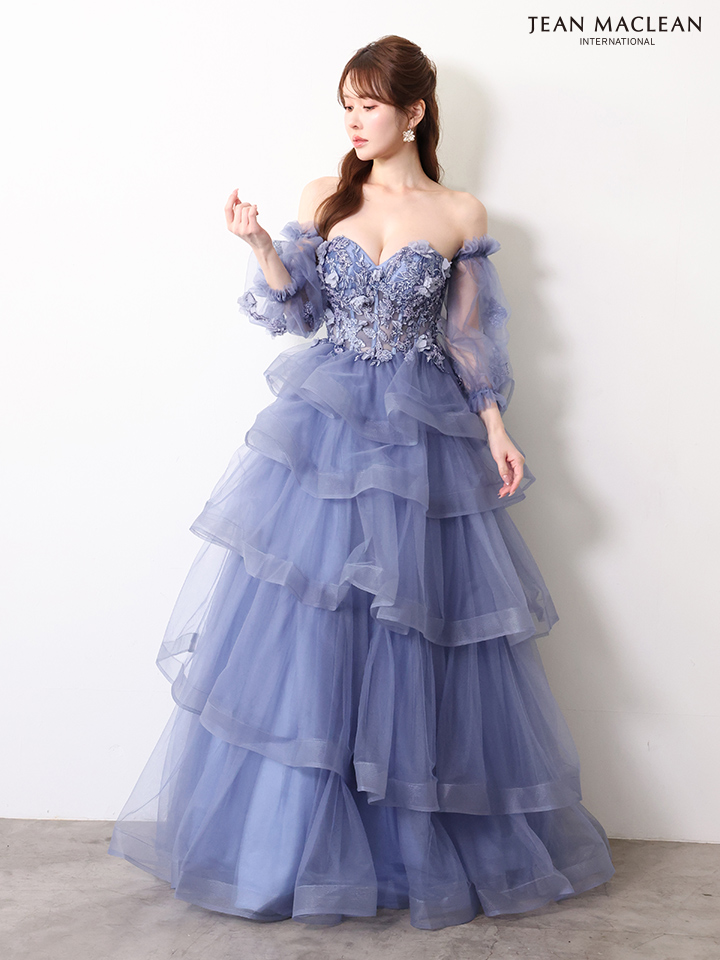 ラメ スリット ワンカラー ストール ワンショルダー タイトロングドレスのイメージ画像2