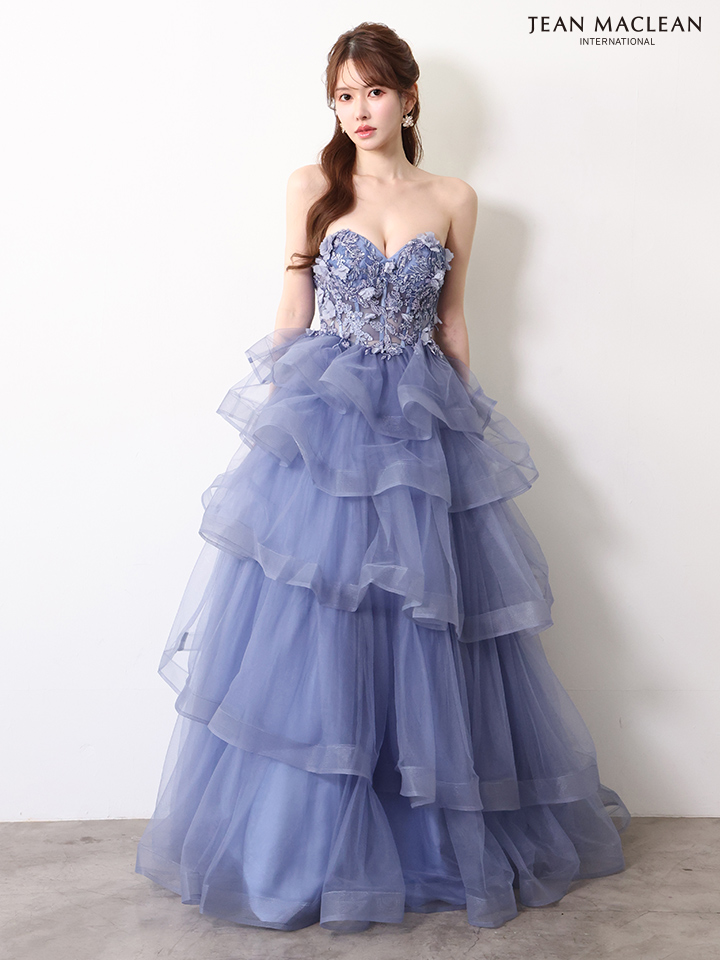 ラメ スリット ワンカラー ストール ワンショルダー タイトロングドレスのイメージ画像1