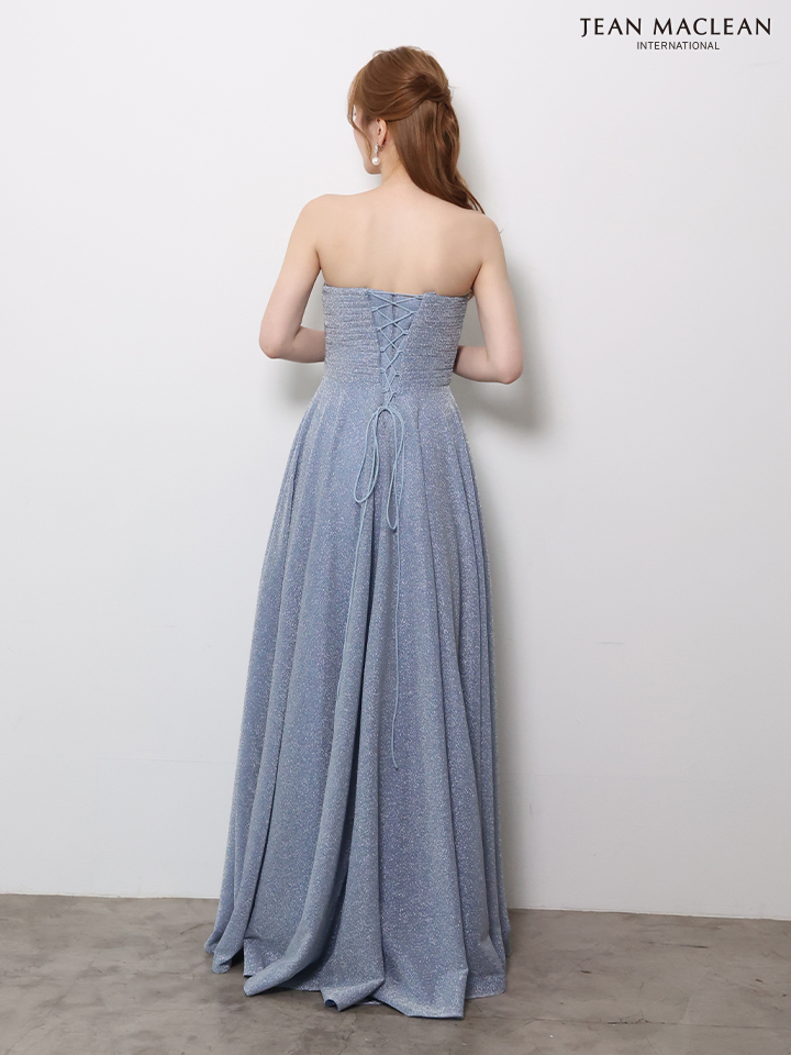 ベアトップ ラメグリッター ウエストマーク 美シルエット Aラインロングドレスのイメージ画像7