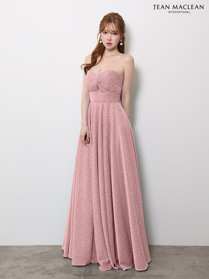 ベアトップ ラメグリッター ウエストマーク 美シルエット Aラインロングドレスのイメージ画像6