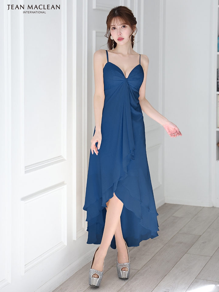 キャミソール ワンカラー シフォン フレア ロングテールドレスのイメージ画像5