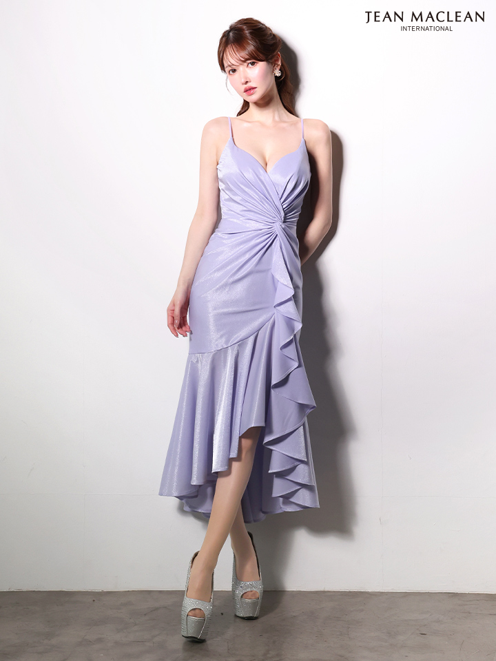 キャミソール フリル タック サテン エレガント ロングテールドレスのイメージ画像7