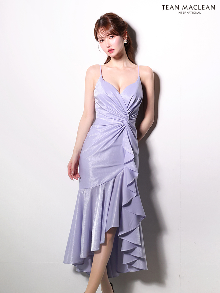 キャミソール フリル タック サテン エレガント ロングテールドレスのイメージ画像3