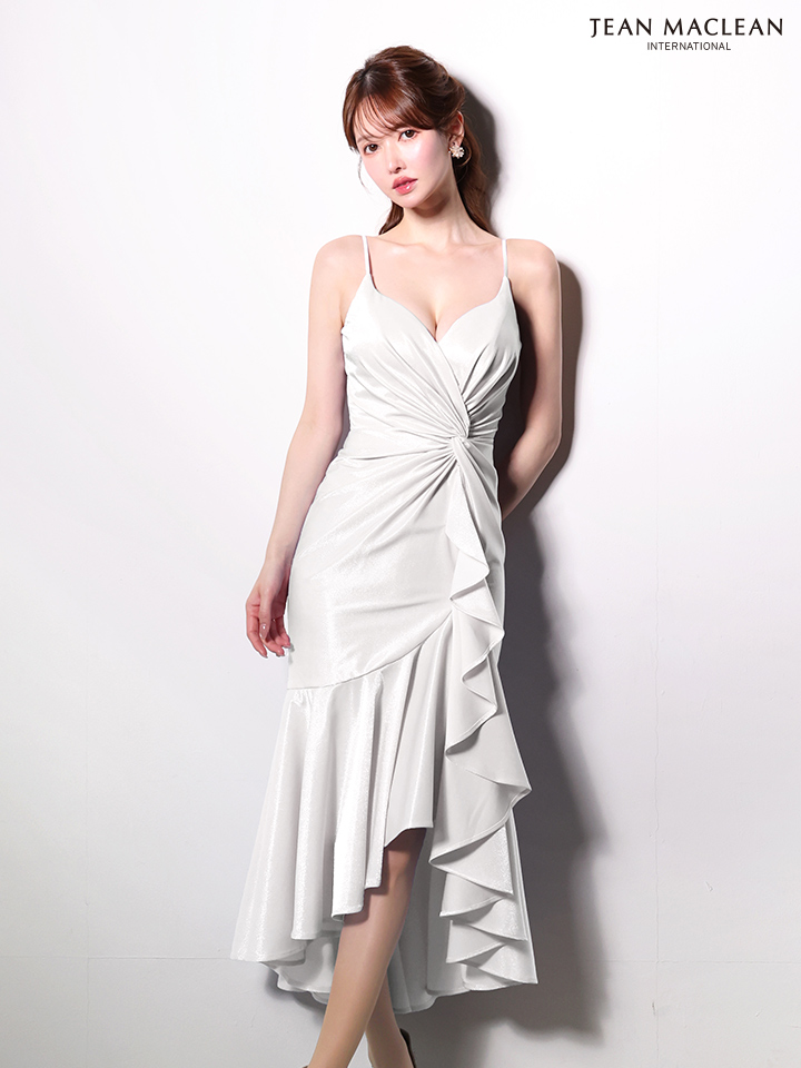 キャミソール フリル タック サテン エレガント ロングテールドレスのイメージ画像5