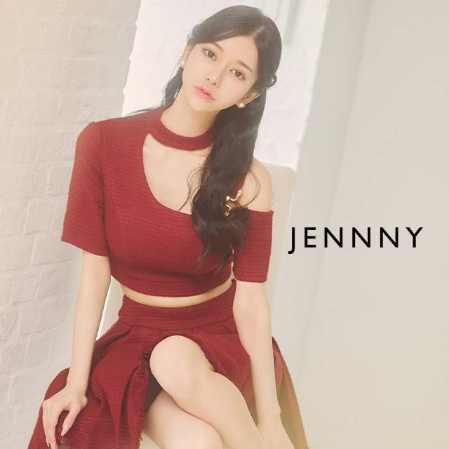 キャバドレス JENNNY ジェニー ビックカラー チェック柄 ツイード 半袖 フレアミニドレスのメイン画像