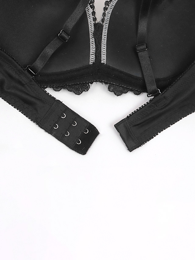 勝負下着 フラワー刺繍 シアーチュール ブラジャー＆ショーツ 2点セットの画像3