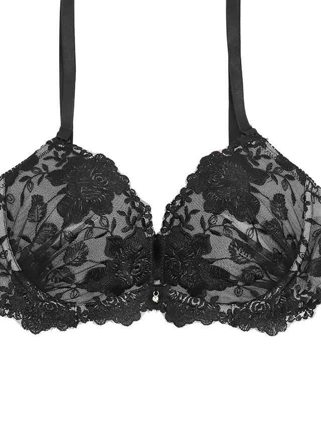 勝負下着 フラワー刺繍 シアーチュール ブラジャー＆ショーツ 2点セットの画像3