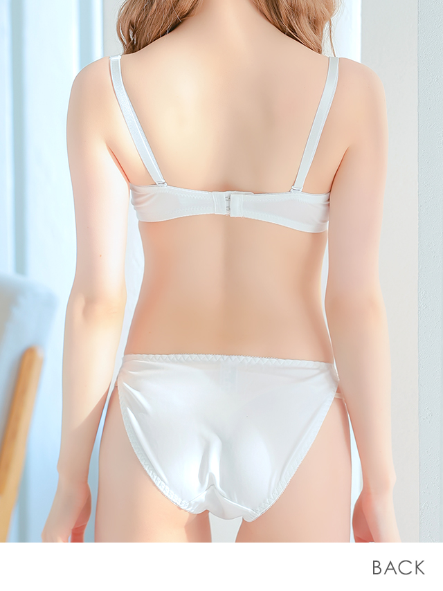 勝負下着 ホワイト レース バックル シフォン カップ ブラジャー＆ショーツ 2点セットの画像3