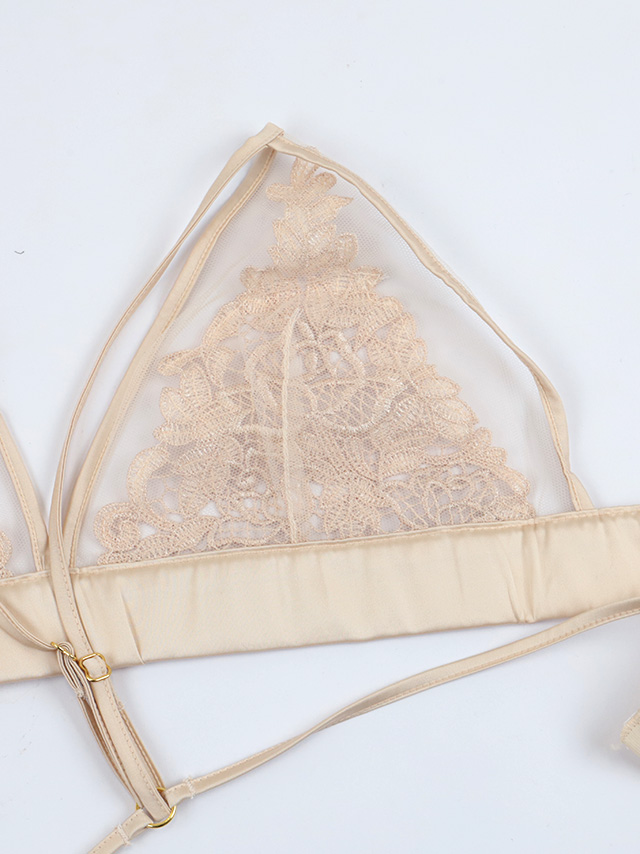 勝負下着 刺繍 シアー レース カップ ブラジャー＆ショーツ 2点セットの画像4