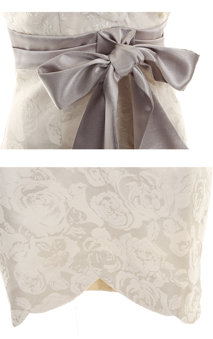 肩あき フラワーレース ウエストリボン フリルショルダー フェミニン タイトミニドレスのイメージ画像7