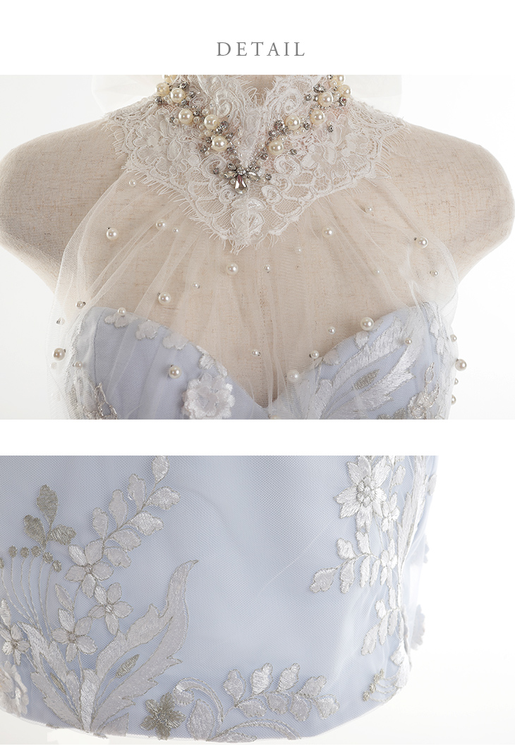 パール レース バッグリボン ホルターネック タイトミニドレスのカラーバリエーション