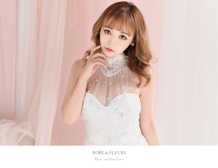 パール レース バッグリボン ホルターネック タイトミニドレスのイメージ画像1